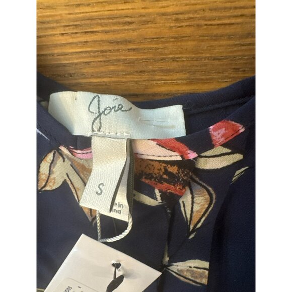 Joie Womens Adorlee Small Floral Silk Cold Shoulder Blouse Navy Blue Top NWT - Picture 5 of 6